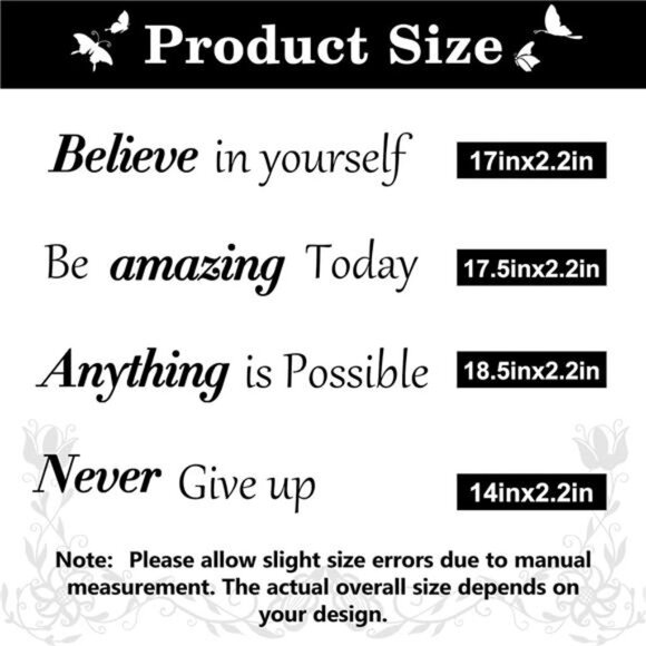 Inspirational Wall Quotes Stickers Motivational Decals Removable Wall Art Decor - Picture 5 of 8